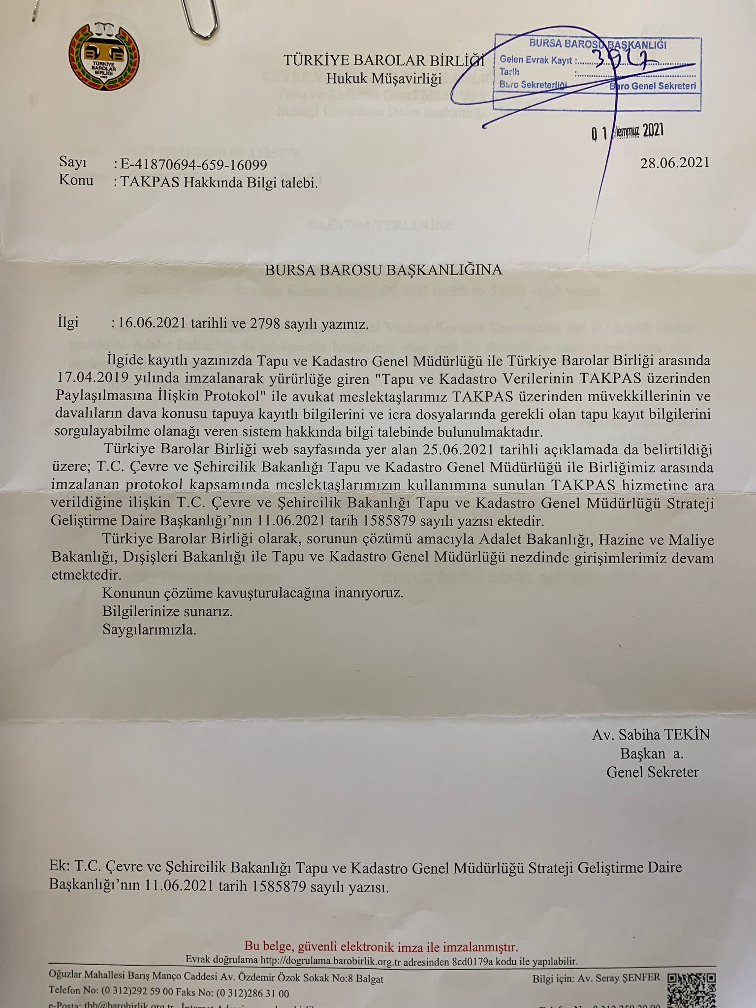 bursa barosu takpas hakkinda duyuru